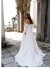 Beaded White Tulle Exquisite Wedding Dress With Removable Sleeves